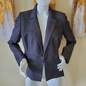 Calvin Klein Black/Gray Button Clasp Long Sleeve Blazer Jacket SZ 6